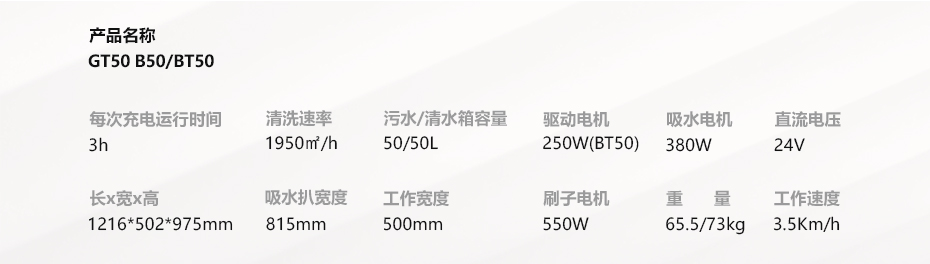 技術參數GT50